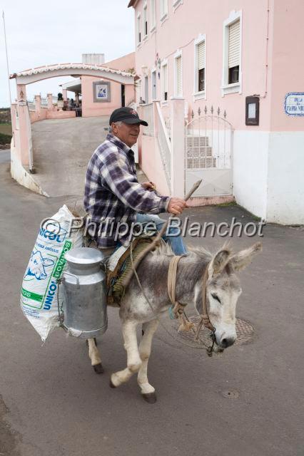 Portugal Acores 17.JPG - Portugal, Açores, île de Terceira, homme sur son âne